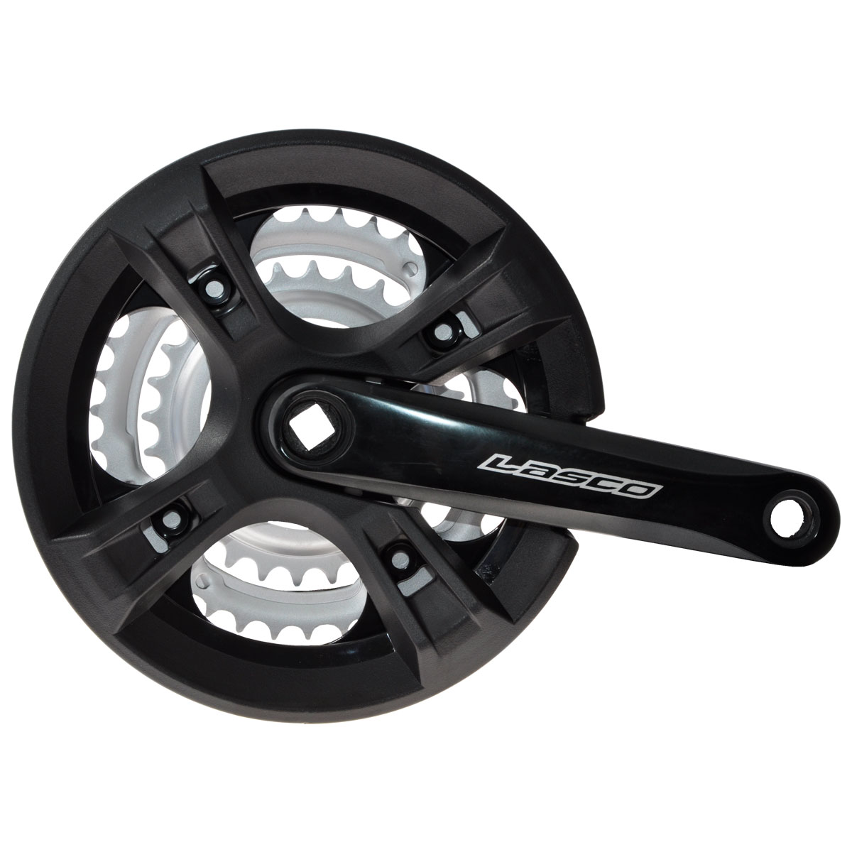 Kampipari LASCO 48/38/28 170mm alu nelikantti 118mm akseli ketjusuoja musta